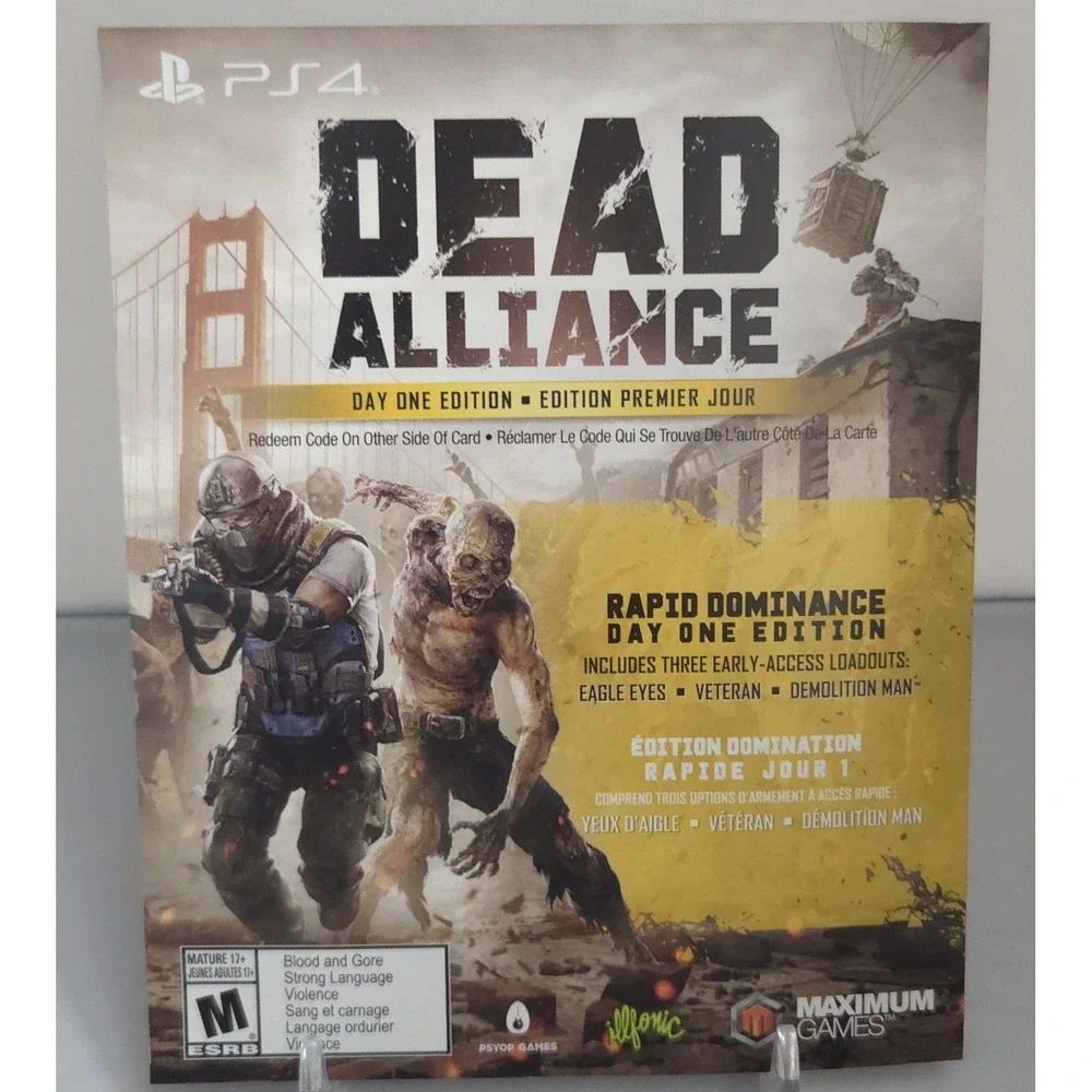 Dead Alliance Day One Edition - PlayStation 4 (PS4) Complete in Box (CIB) Tested